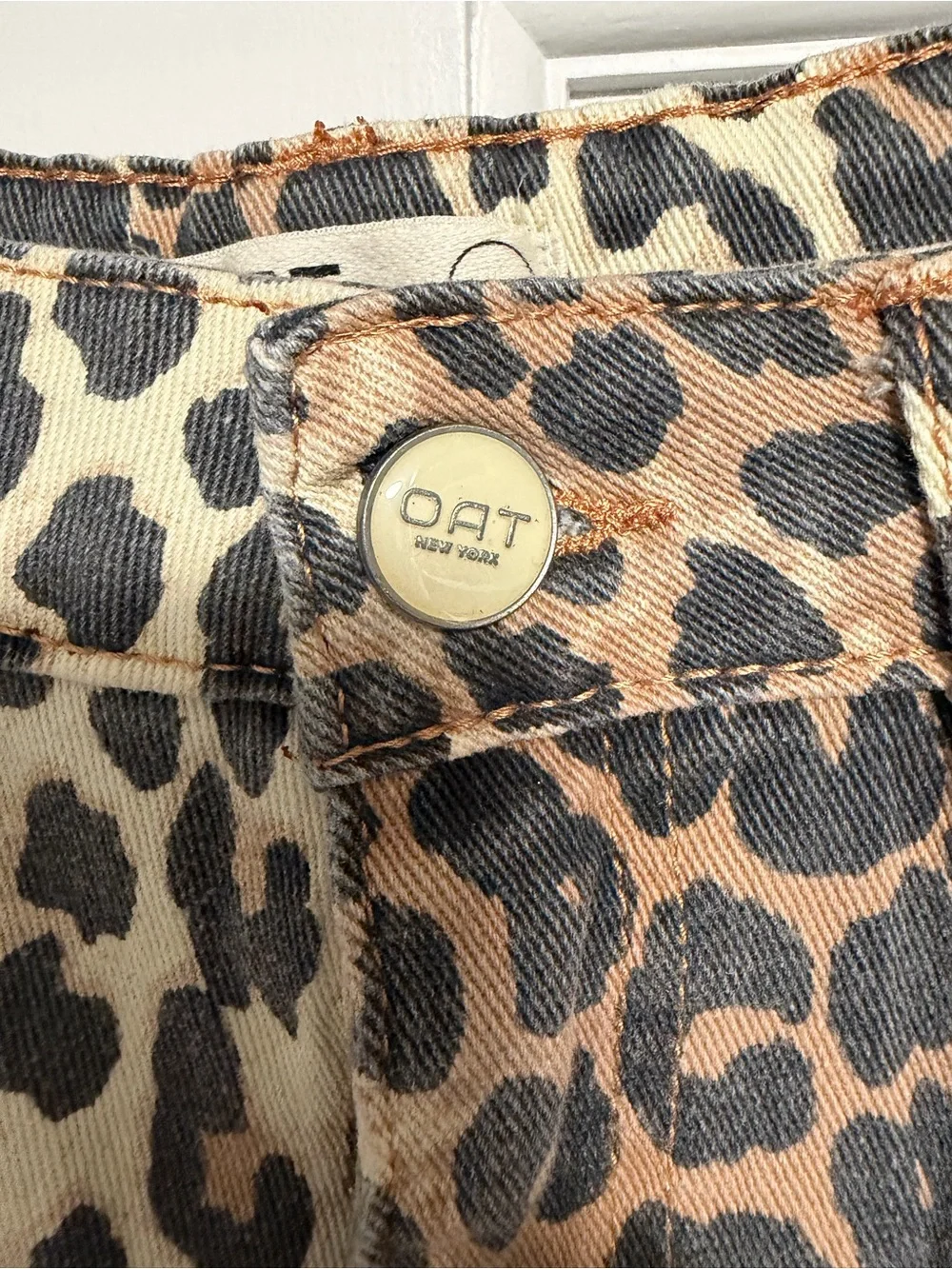 Oat New York Leopard Print Denim Shorts - NWOT